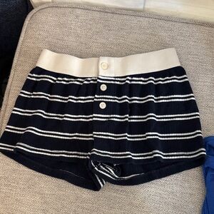 Brandy Melville Navy and White Striped Shorts